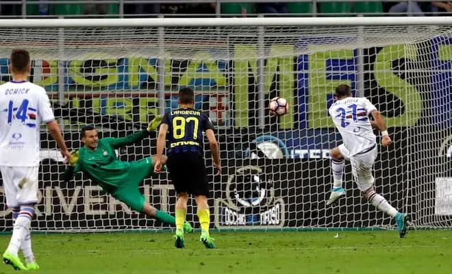 Un calcio di rigore trasformato da Quagliarella