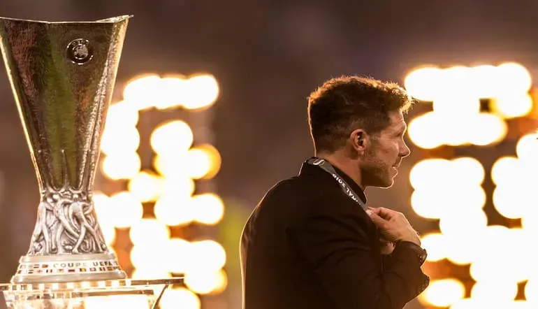 Simeone con l'Europa League 2018