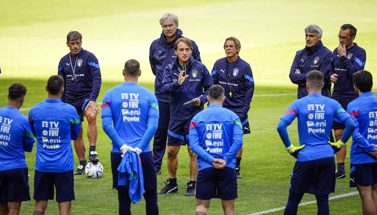 Roberto Mancini con l'Italia