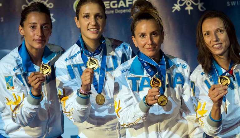 Da sinistra Elisa Di Francisca, Carolina Erba, la nostra Arianna Errigo e Valentina Vezza
