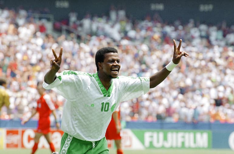 L'esultanza per il gol al Belgio ad USA '94