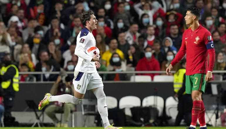 Vlahovic esulta contro il Portogallo!