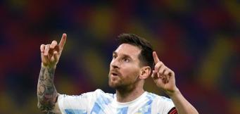 Messi con la maglia dell'Argentina